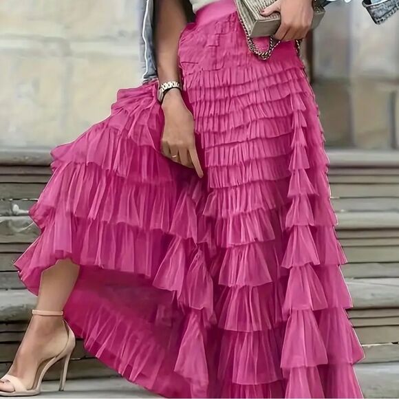 Boutique Dresses & Skirts - Multilayer Ruffles Tulle Skirt, Casual Fluffy Skirt For Spring & Summer